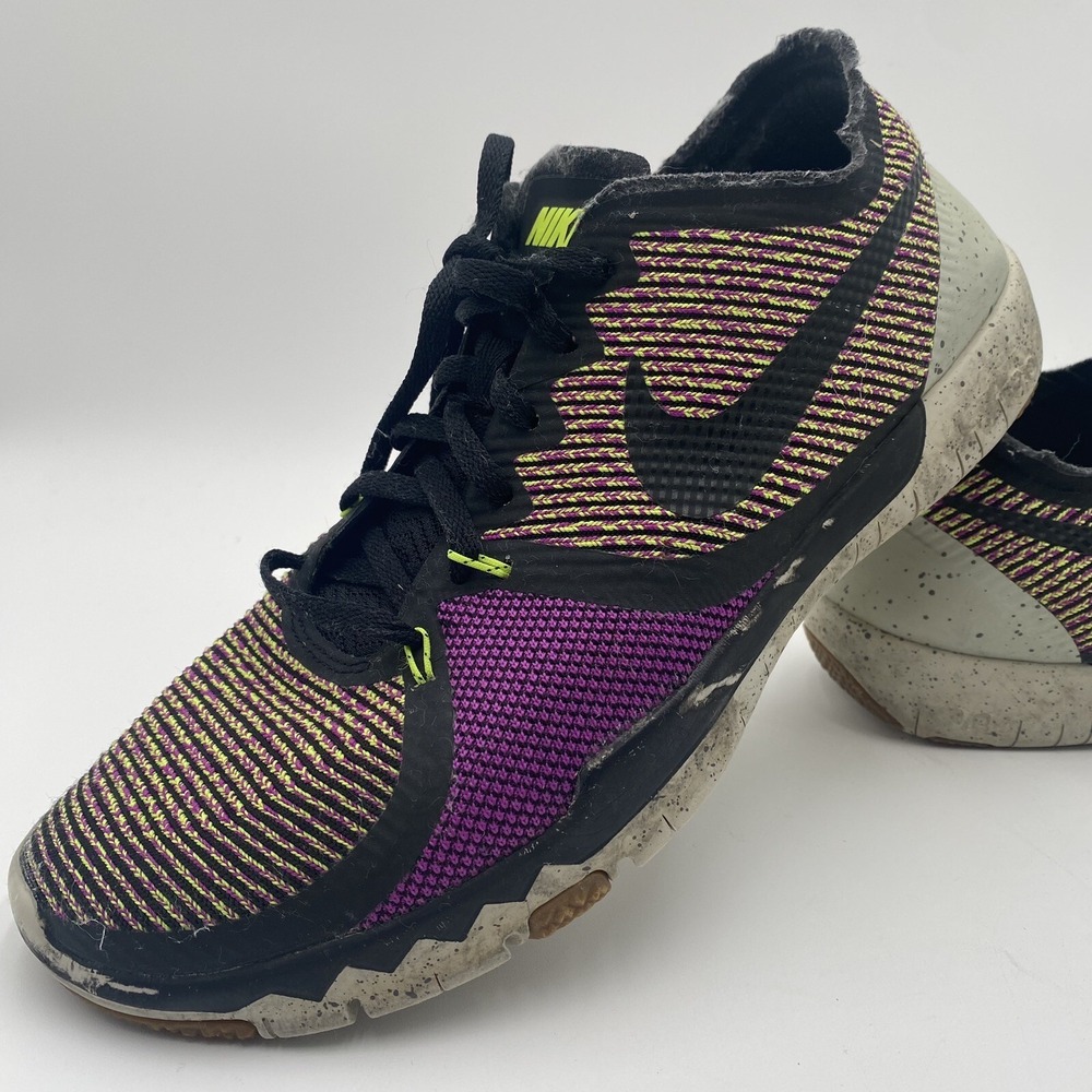 Nike Free Trainer 3.0 V4 Sneakers Men Size9 Black Purple Lime 749361-075 Run VGC